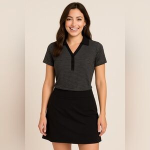 Callaway Women’s Black and Gray Striped Polo Top Size Med